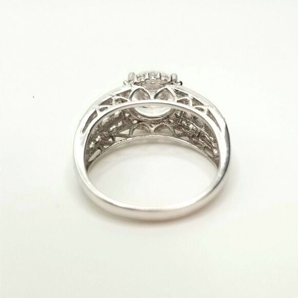 Round Cubic Zirconia Ring 925 Sterling Silver Size 8.5 Clear Sparkle Signed Med - Picture 7 of 8